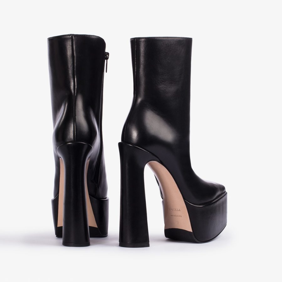 NINA ANKLE BOOT 170 mm-Black leather platform ankle boot - Image 3