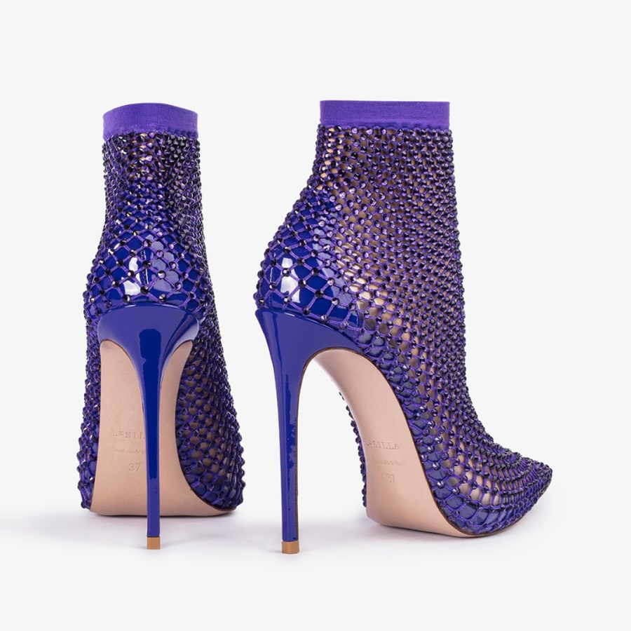 GILDA ANKLE BOOT 120 mm-Kamala purple fishnet ankle boot and Crystals - Image 3