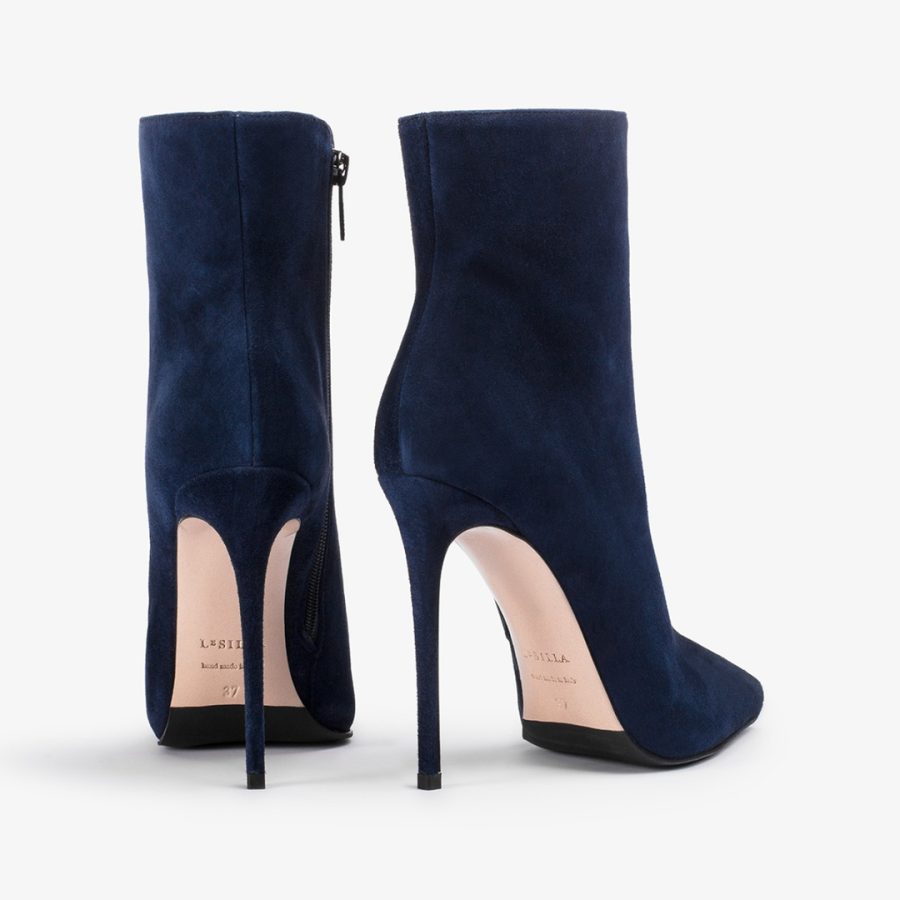 EVA ANKLE BOOT 120 mm-Navy blue suede ankle boot - Image 3