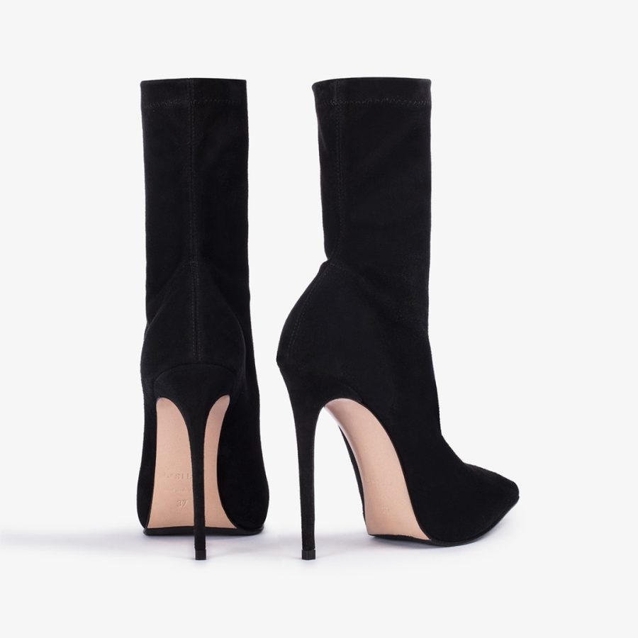 EVA ANKLE BOOT 120 mm-Black stretch suede ankle boot - Image 3