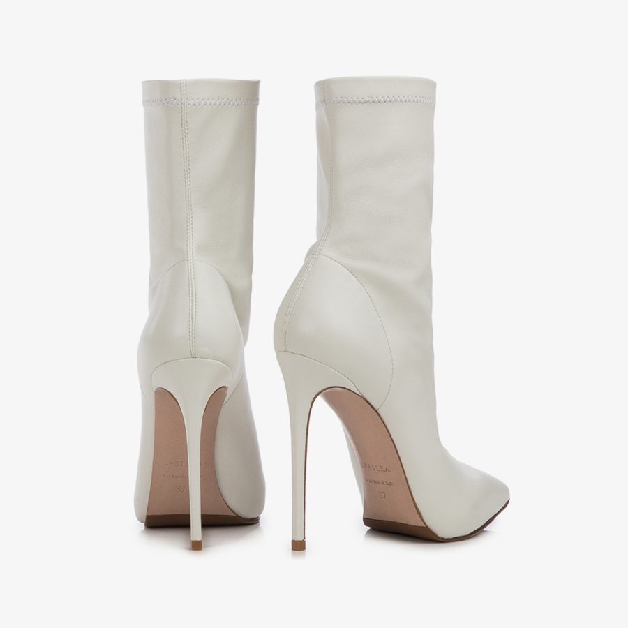 EVA ANKLE BOOT 120 mm-White vegan leather ankle boot - Image 3