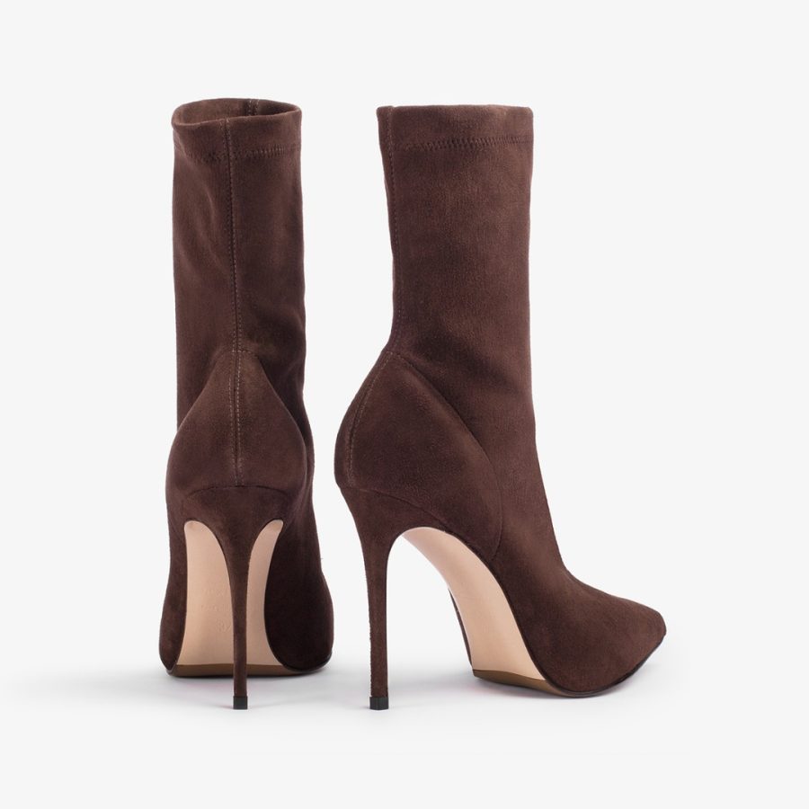 EVA ANKLE BOOT 100 mm-Ebony brown stretch suede ankle boot - Image 3