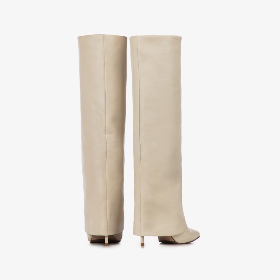 ANDY BOOT 120 mm-White nappa leather cuffed boot - Image 3