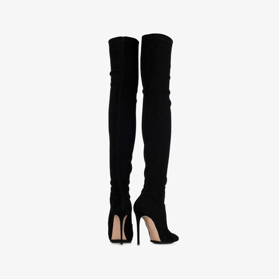 EVA THIGH-HIGH BOOT 120 mm-Black stretch suede over-the-knee boot - Image 3