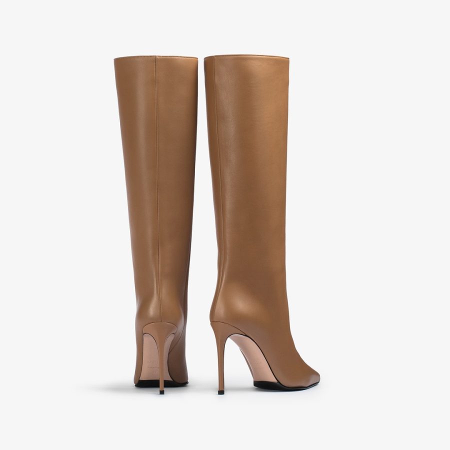 EVA BOOT 100 mm-Ginger brown nappa leather knee boot - Image 3