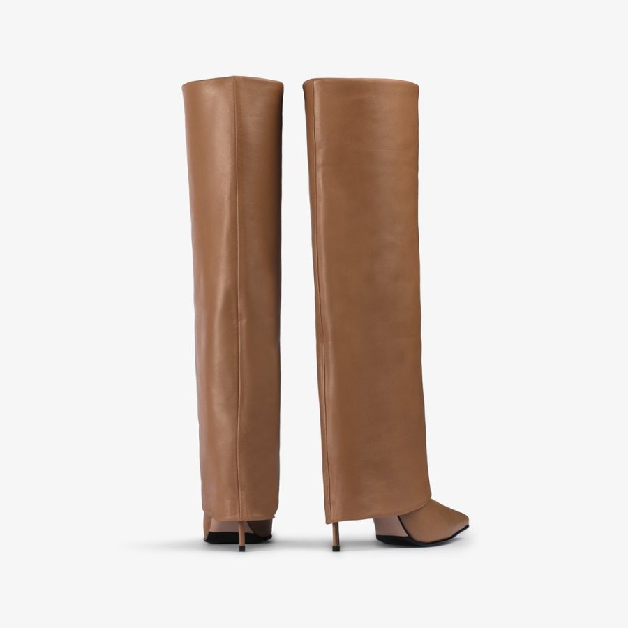 ANDY BOOT 100 mm-Ginger brown  nappa leather cuffed boot - Image 3