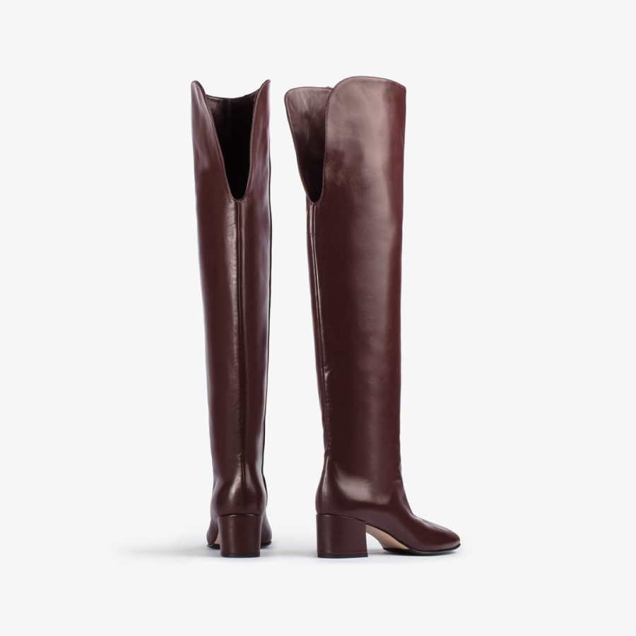 DANIELLE BOOT 50 mm-Dark chocolate brown nappa leather over-the-knee boot - Image 3