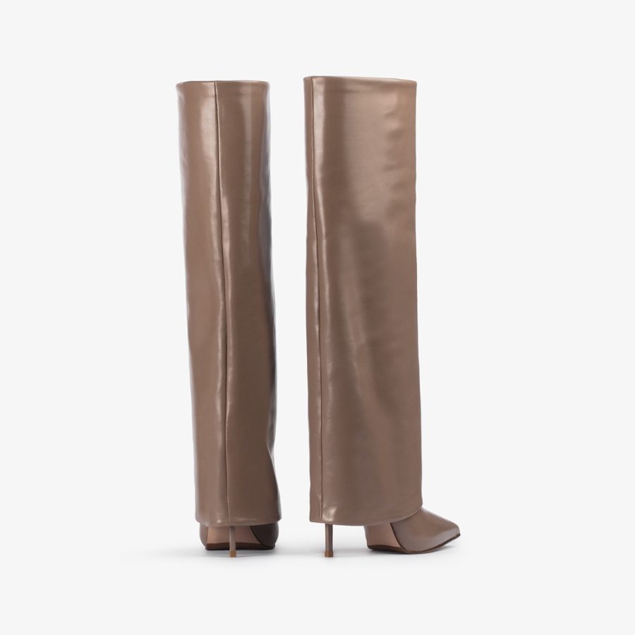 ANDY BOOT 120 mm-Sesame gray nappa leather cuffed knee boot - Image 3