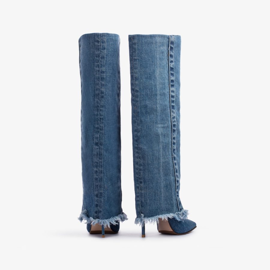 ANDY BOOT 120 mm-Blue denim cuffed boot - Image 3