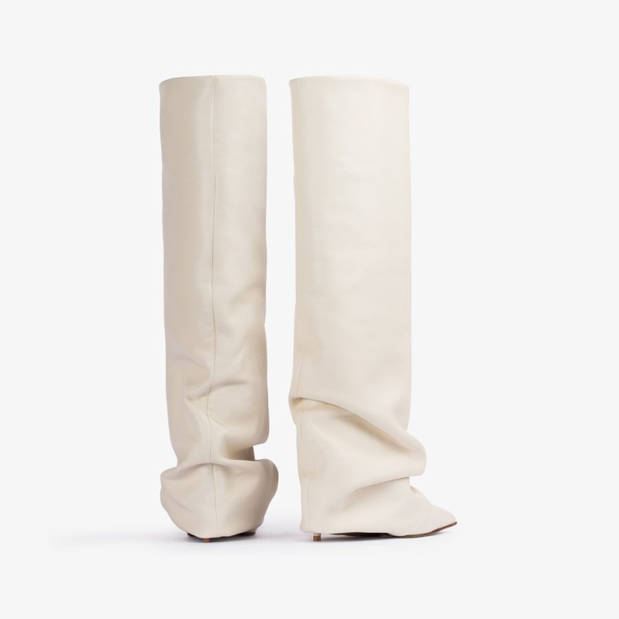 ANDY BOOT 120 mm-Milk white nappa leather cuffed boot - Image 3