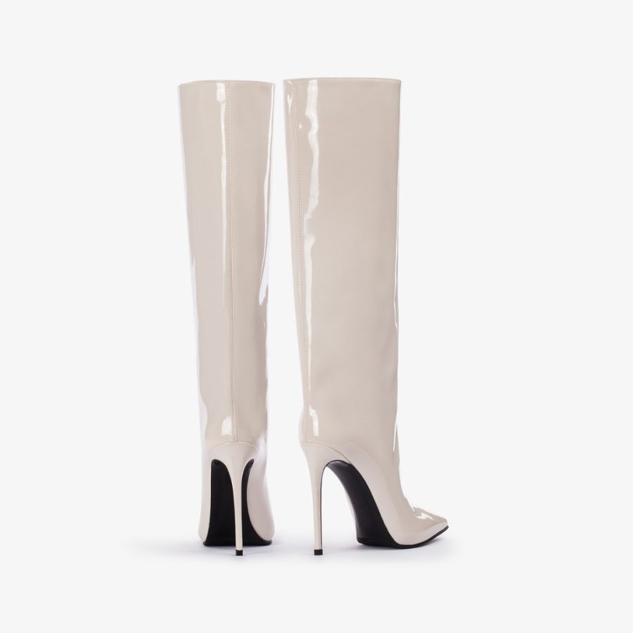 EVA BOOT 120 mm-Milk white vinyl knee boot - Image 3