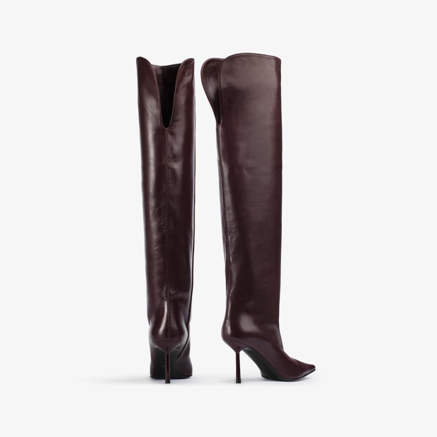 BELLA BOOT 80 mm-Cherry red nappa leather over-the-knee boot - Image 3