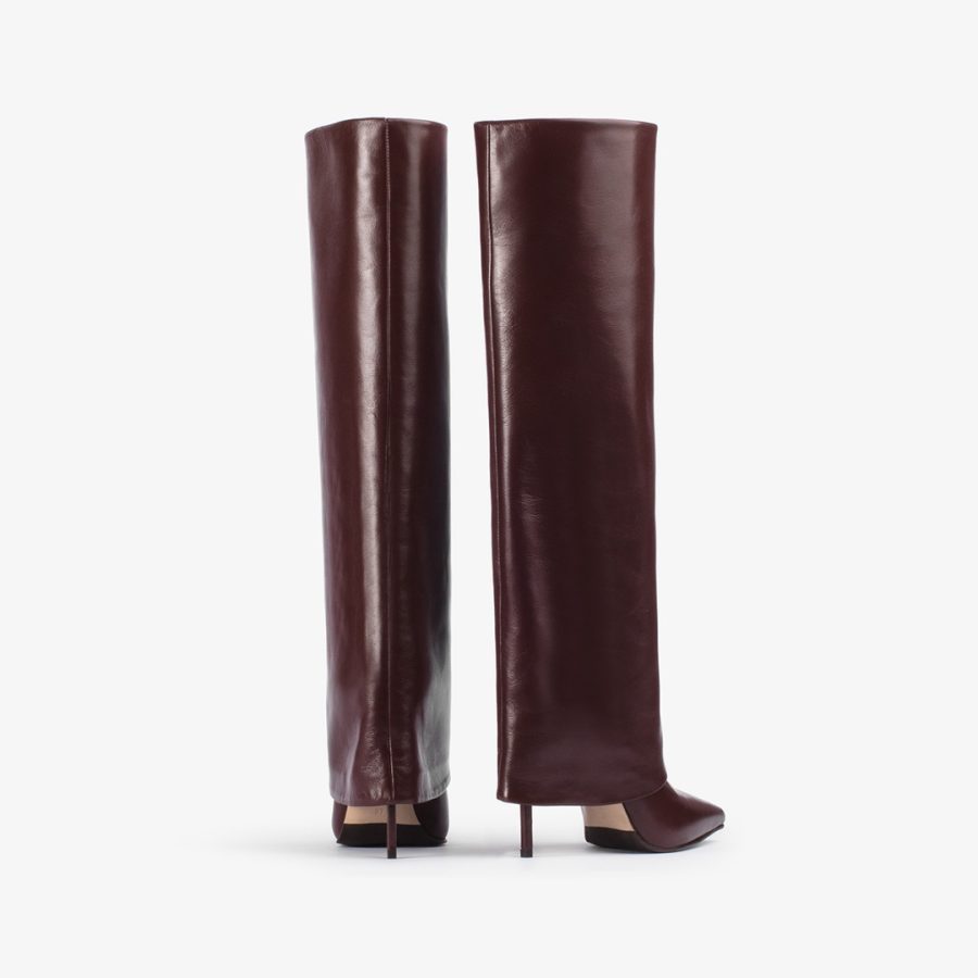 ANDY BOOT 120 mm-Dark chocolate brown nappa leather cuffed knee boot - Image 3