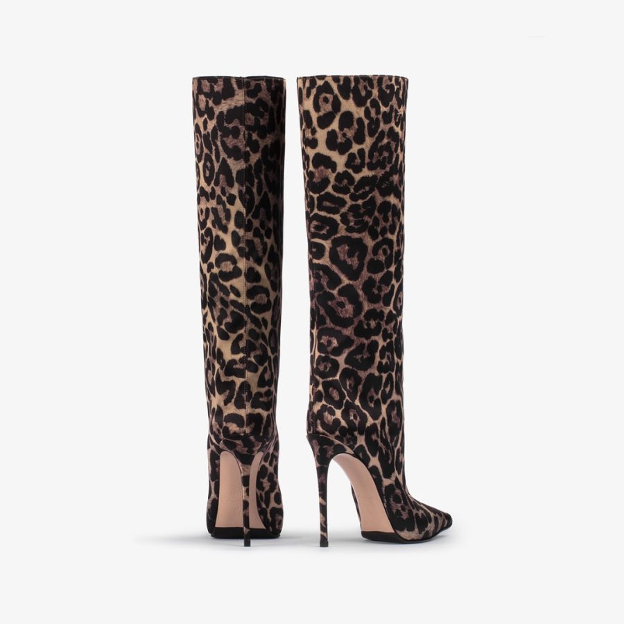 EVA BOOT 120 mm-Leopard printed satin knee boot - Image 3