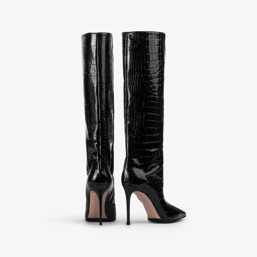 EVA BOOT 100 mm-Black crocodile print knee boot - Image 3