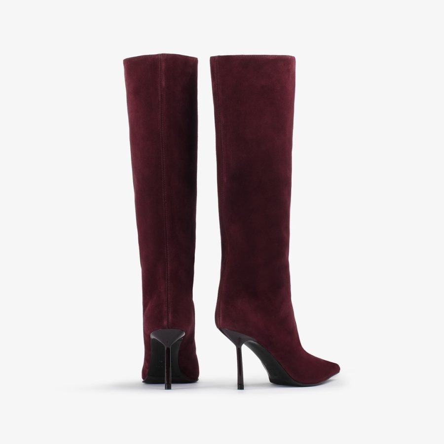 BELLA BOOT 80 mm-Cherry red suede knee boot - Image 3