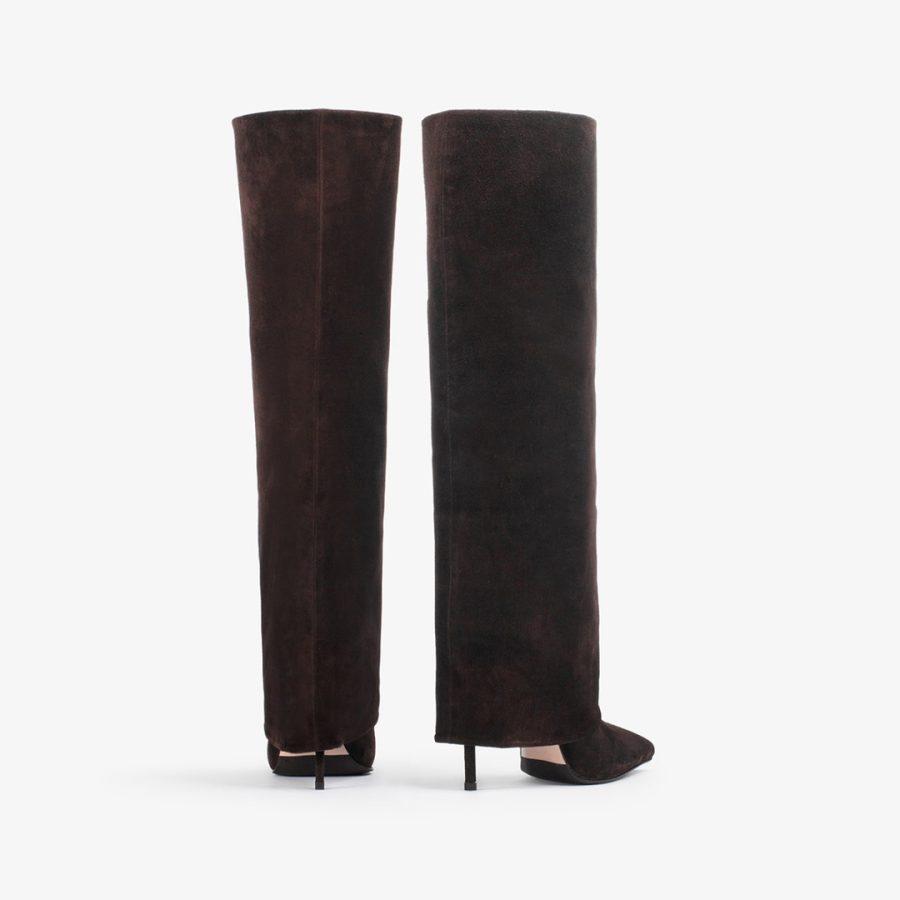 ANDY BOOT 120 mm-Van dyck brown suede cuffed knee boot - Image 3