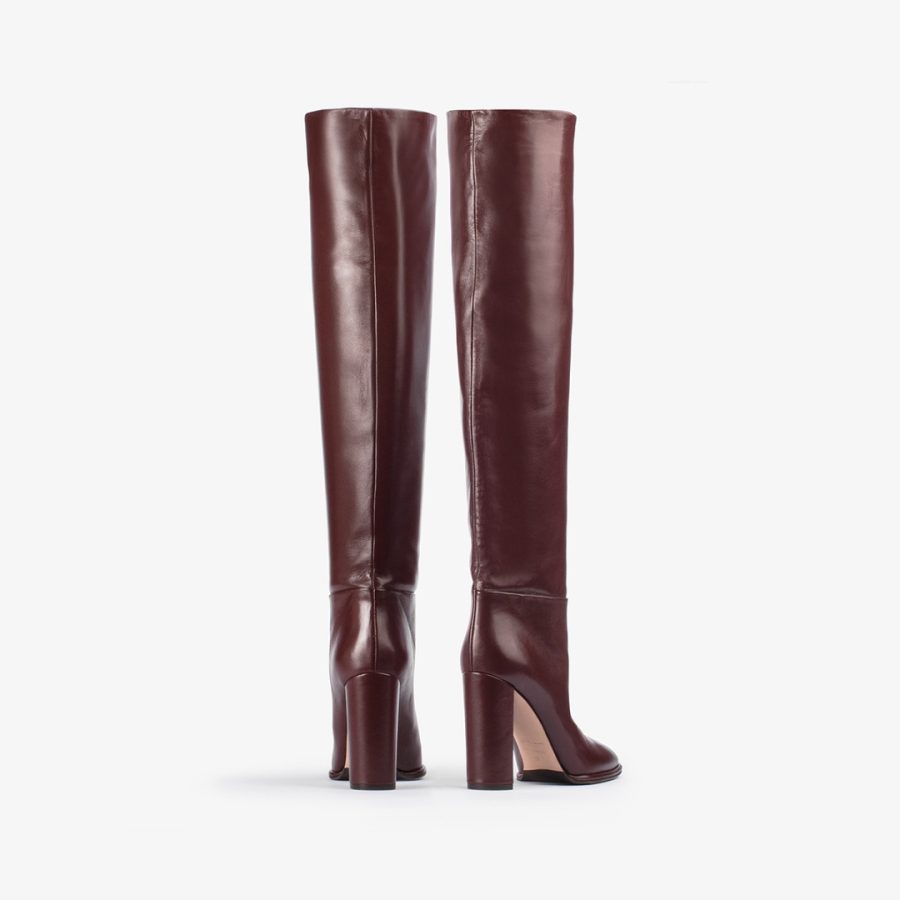 ELSA BOOT 110 mm-Dark chocolate brown nappa leather knee boot - Image 3