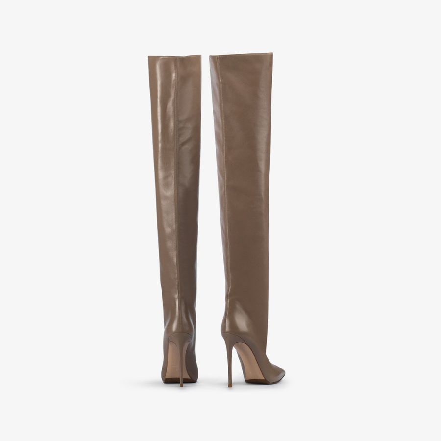 EVA THIGH-HIGH BOOT 120 mm-Sesame gray nappa leather oversized over-the-knee boot - Image 3