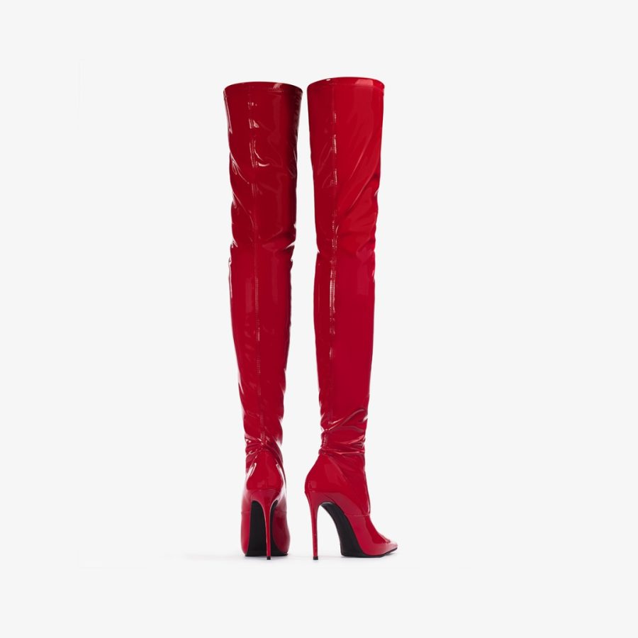 EVA THIGH-HIGH BOOT 120 mm-Opium red stretch vinyl over-the-knee boot - Image 3