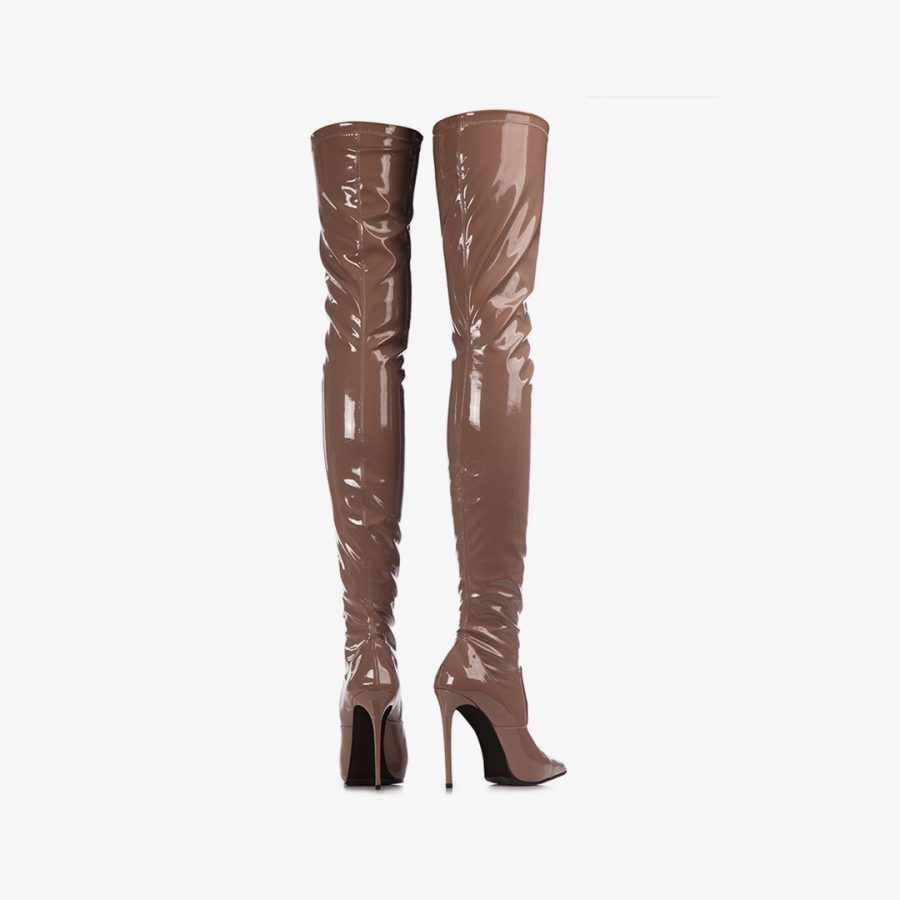 EVA THIGH-HIGH BOOT 120 mm-Silk nude stretch vinyl over-the-knee boot - Image 3