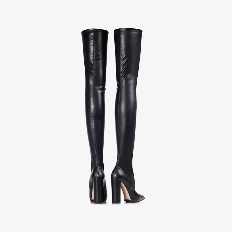 MEGAN THIGH-HIGH BOOT 120 mm-Black stretch vegan leather over-the-knee boot - Image 3