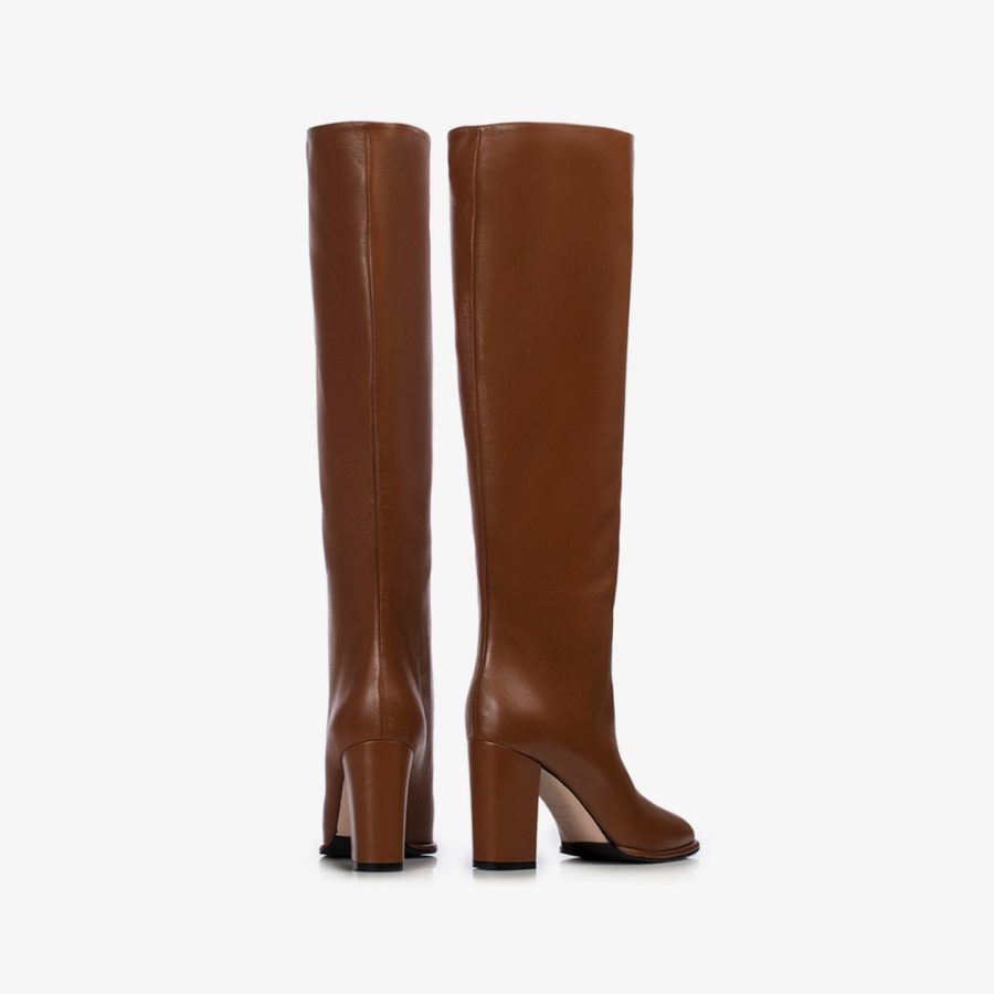 ELSA BOOT 90 mm-Caramel brown nappa leather boot - Image 3