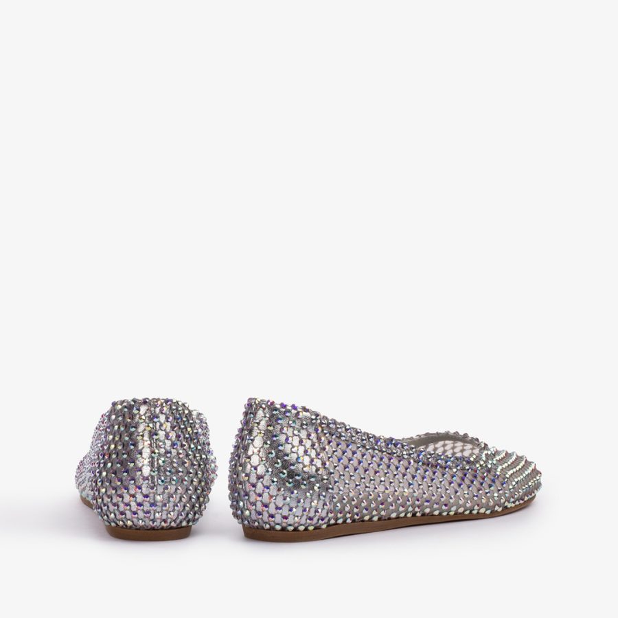 GILDA BALLET FLAT-Eclipse silver fishnet ballet flat with Crystals - Image 3