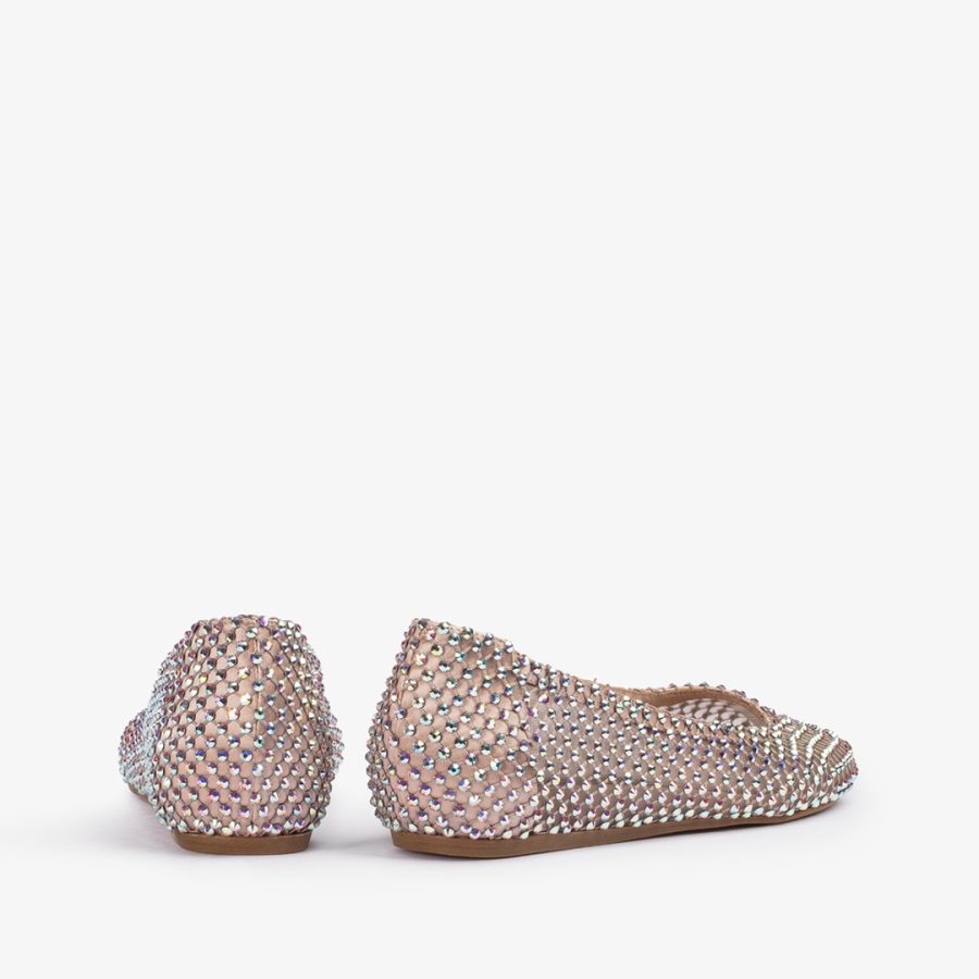 GILDA BALLET FLAT-Skin nude fishnet ballet flat with Crystals - Image 3