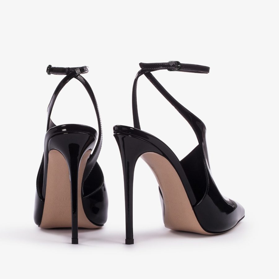 FUTURA PUMP 120 mm-Black patent leather cut-out pump - Image 3