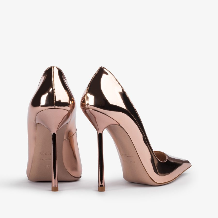 BELLA PUMP 120 mm-Gold pink metallic pump - Image 3