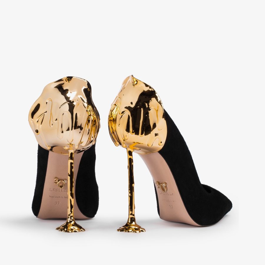 ANTHEA PUMP 120 mm-Black suede Petalo pump - Image 3