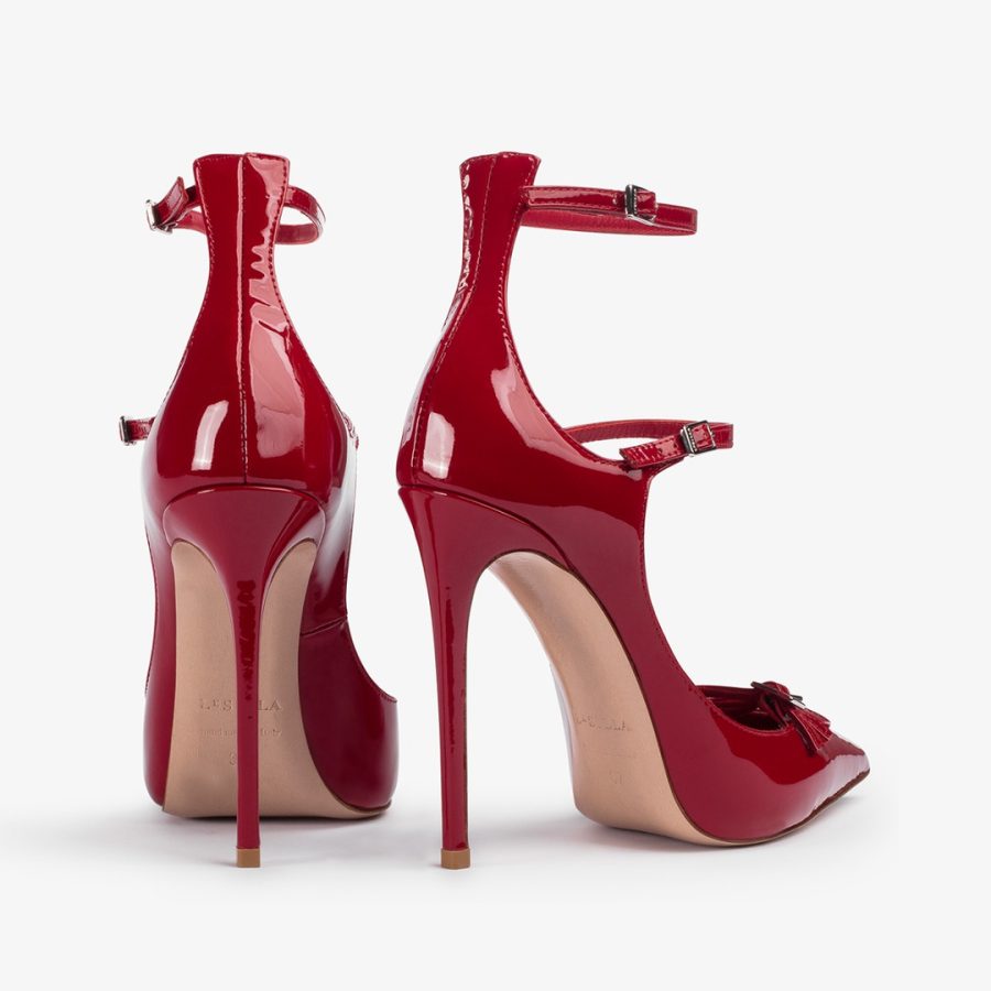 MORGANA PUMP 120 mm-Red patent leather pump with straps - Image 3