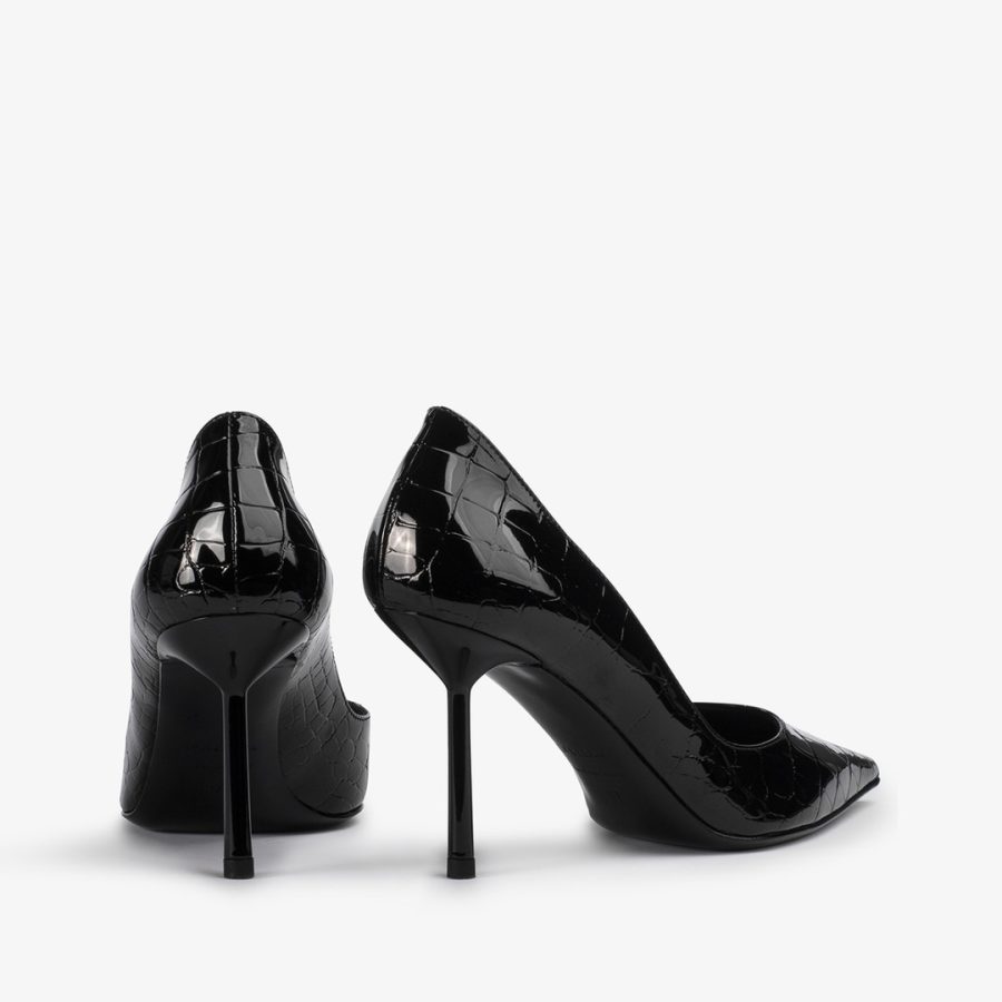 BELLA PUMP 80 mm-Black crocodile print pump - Image 3