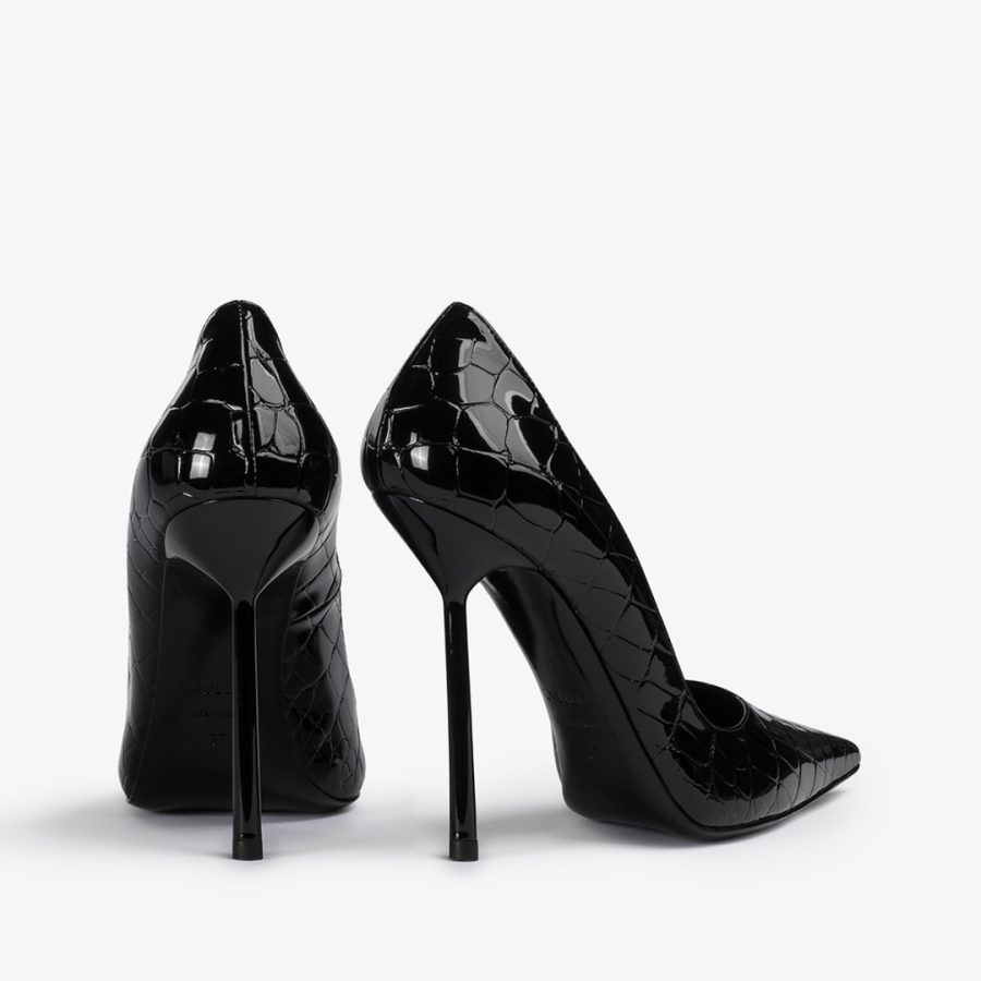 BELLA PUMP 120 mm-Black crocodile print pump - Image 3