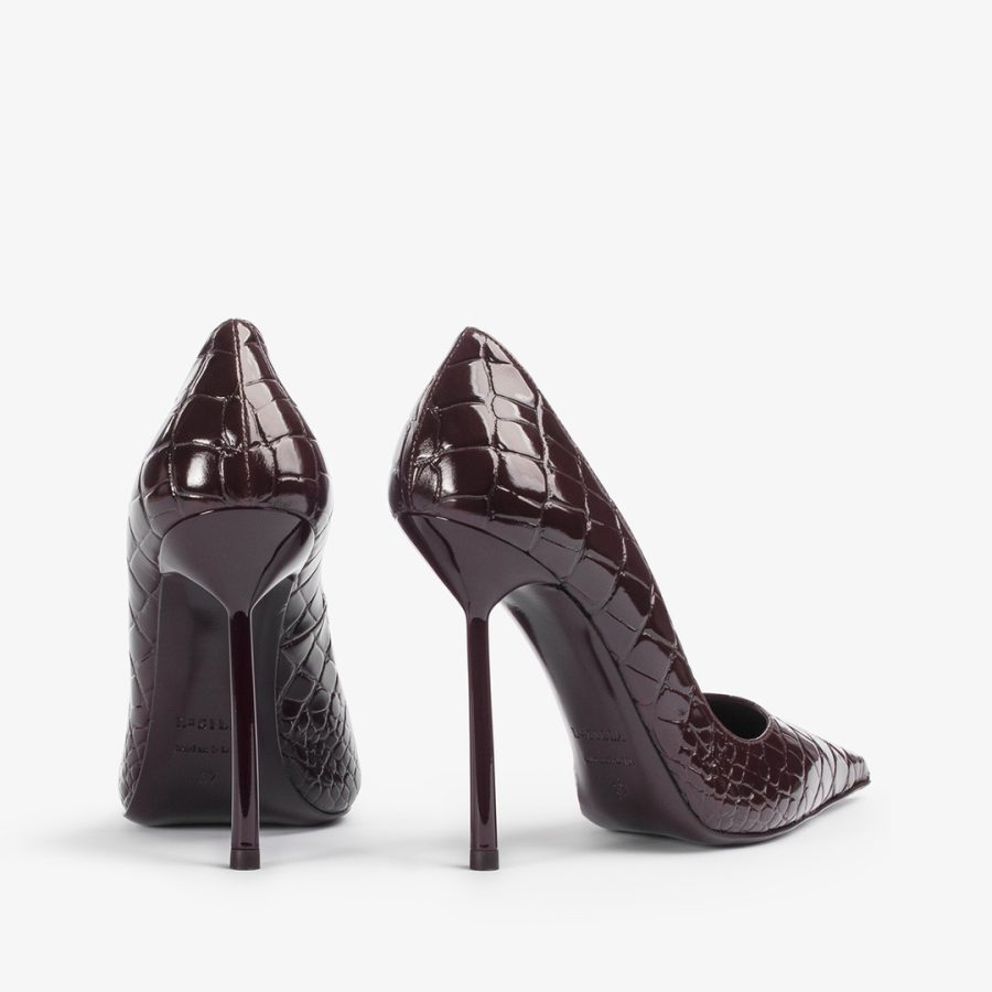 BELLA PUMP 120 mm-Dark chocolate crocodile print pump - Image 3