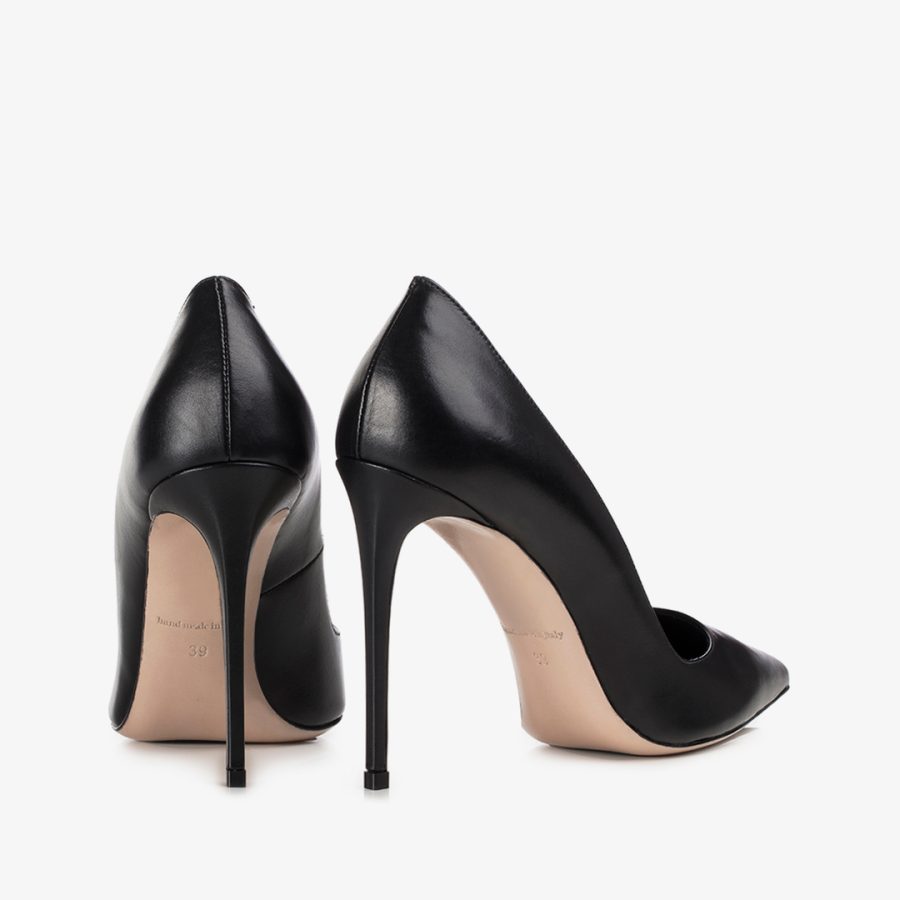 EVA PUMP 100 mm-Black leather pump - Image 3