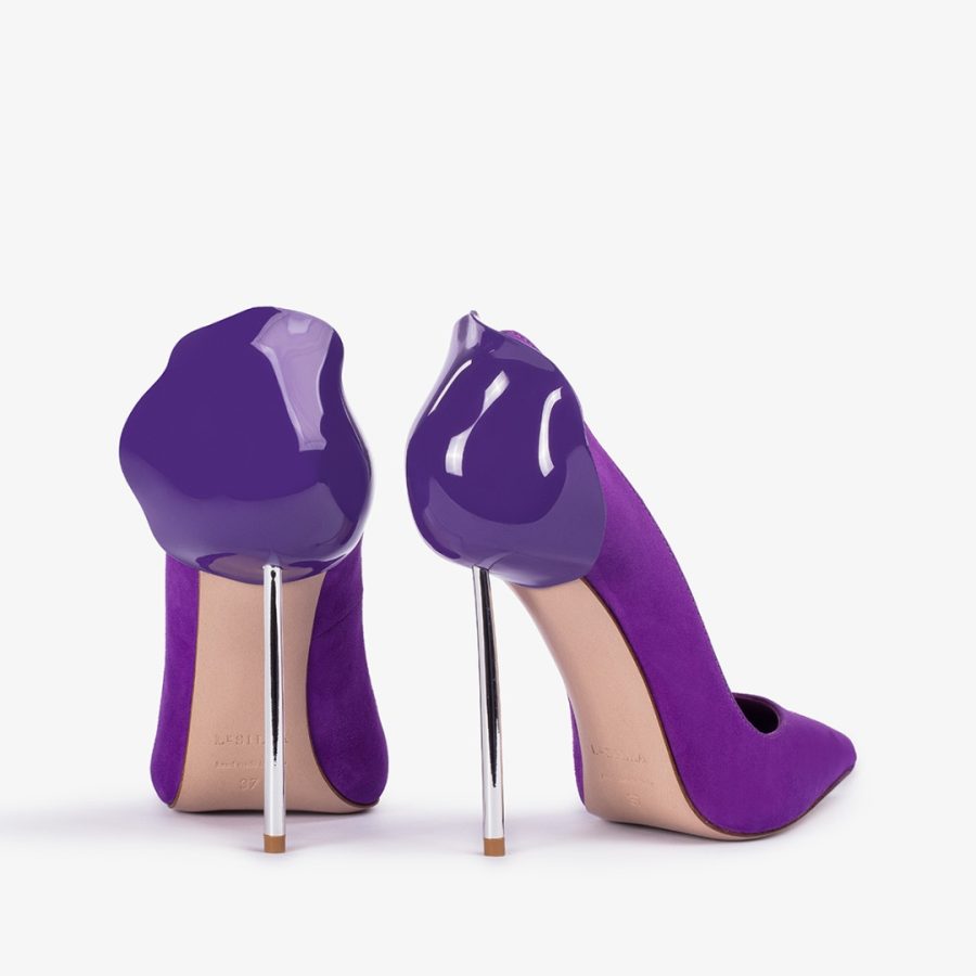 PETALO PUMP 120 mm-Queen purple suede pump - Image 3