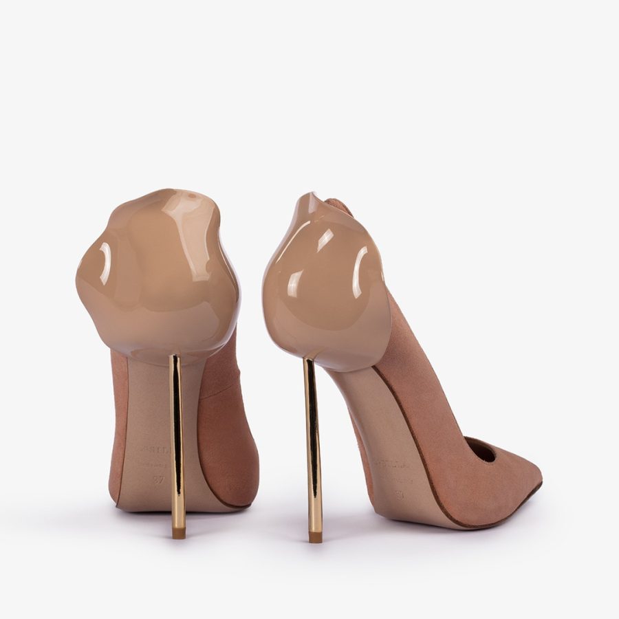 PETALO PUMP 120 mm-Phard/gold nude suede pump - Image 3