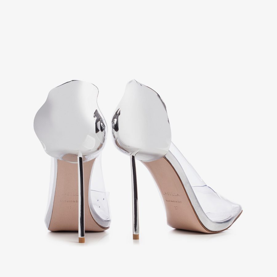 PETALO PUMP 120 mm-Transparent plexy pump with silver heel - Image 3