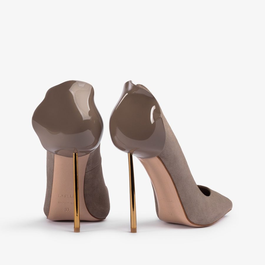 PETALO PUMP 120 mm-Sesame gray suede pump - Image 3