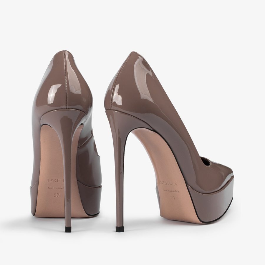 UMA PUMP 140 mm-Petra nude patent leather platform pump - Image 3