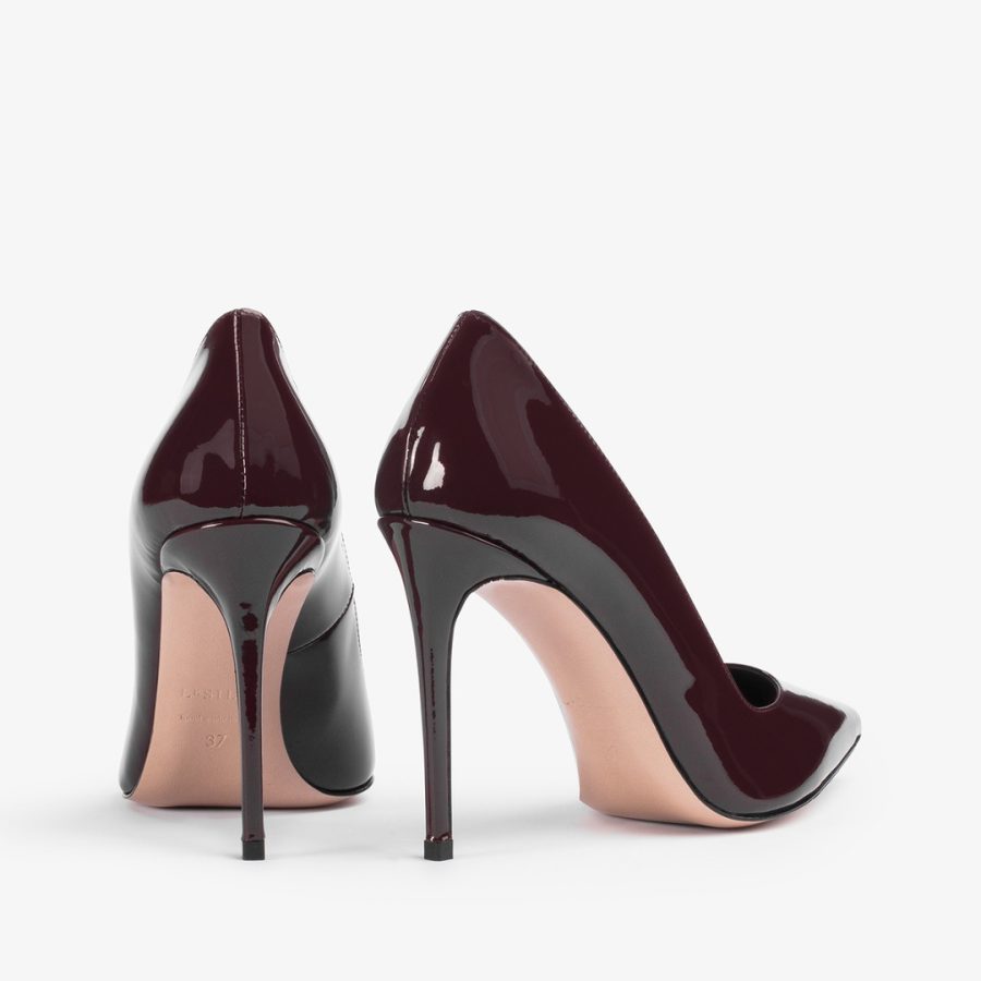 EVA PUMP 100 mm-Cherry red patent leather pump - Image 3