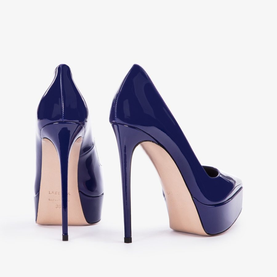 UMA PUMP 140 mm-Lazuli blue patent leather platform pump - Image 3