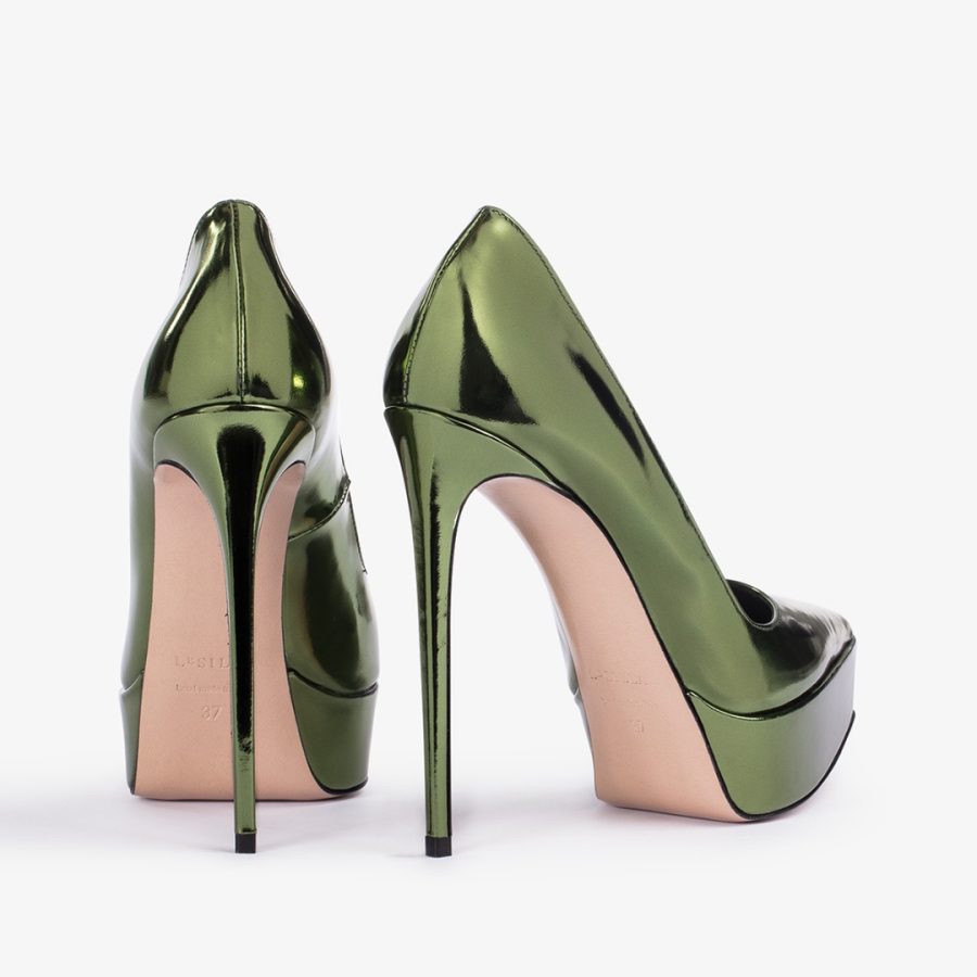 UMA PUMP 140 mm-Pyrite green metallic platform pump - Image 3