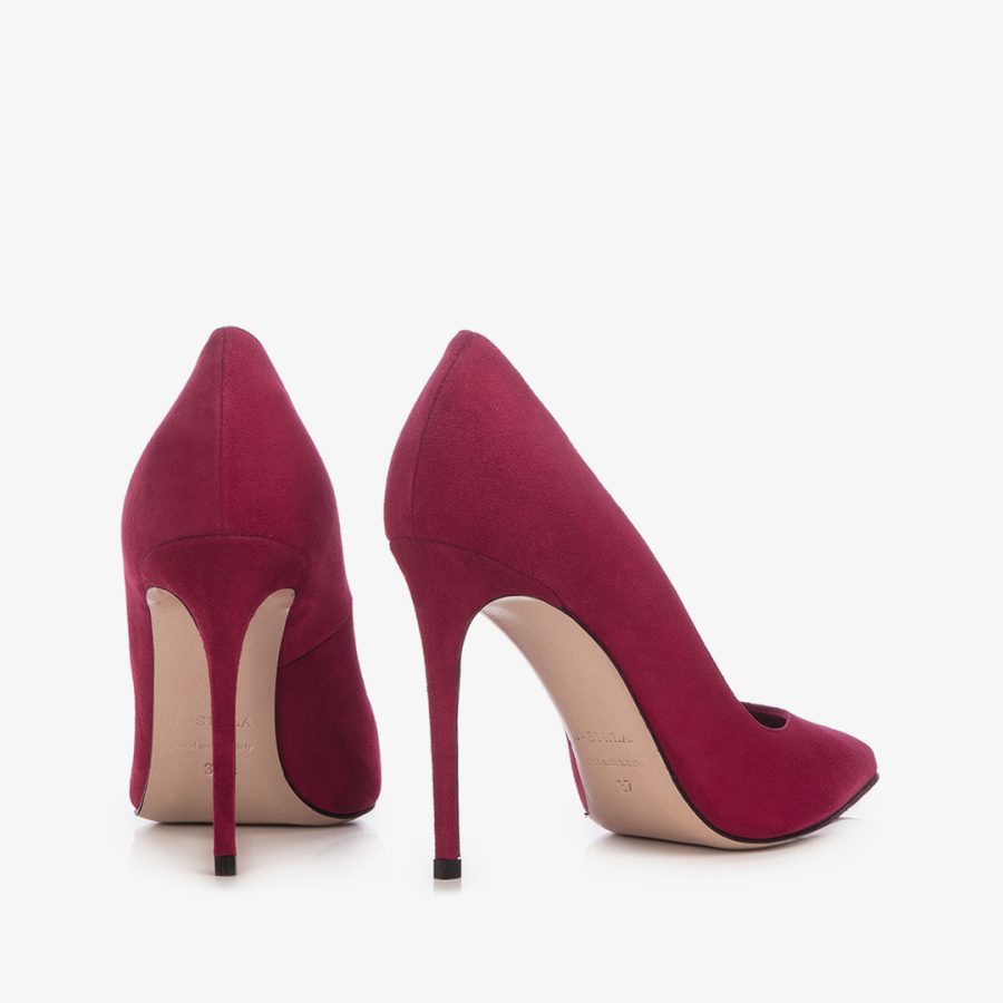 EVA PUMP 100 mm-Pomegranate red suede pump - Image 3