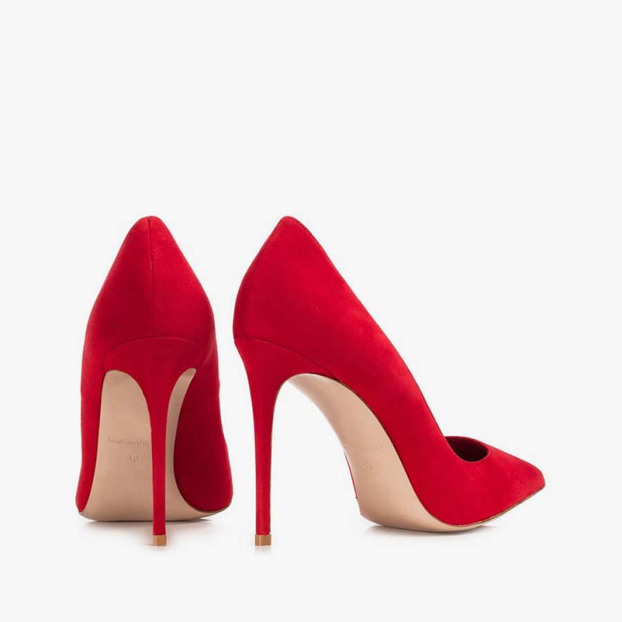 EVA PUMP 100 mm-Red suede pump - Image 3