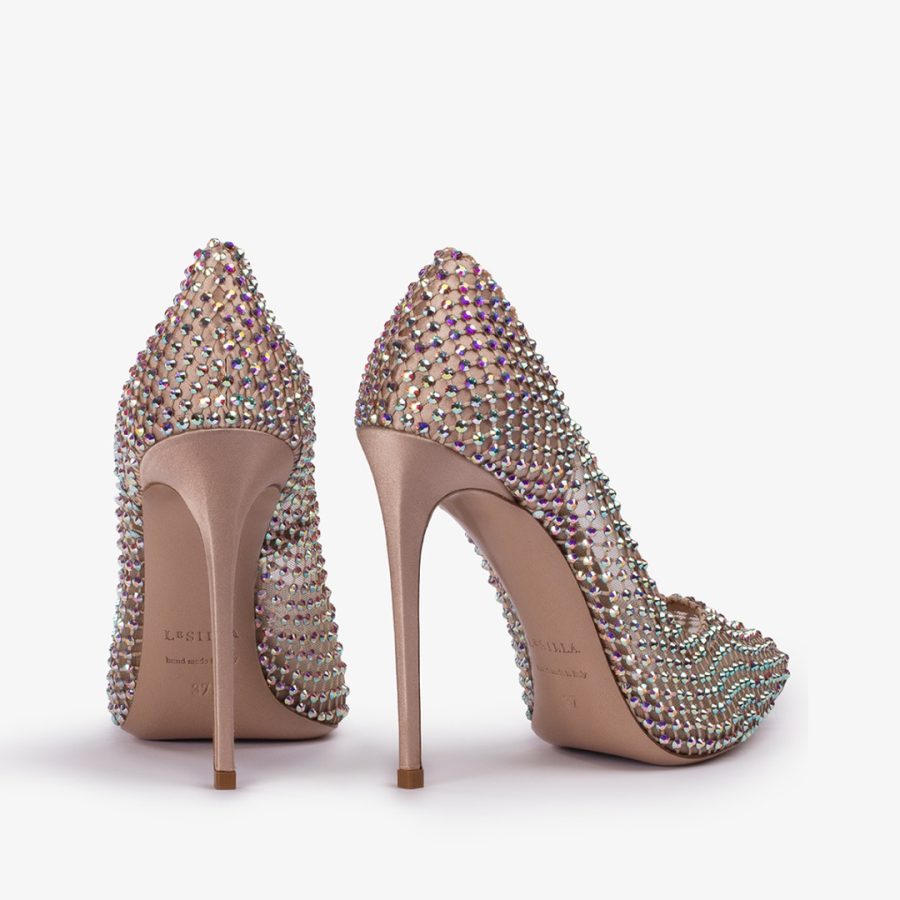 GILDA PUMP 120 mm-Skin nude fishnet pump with Crystals - Image 3