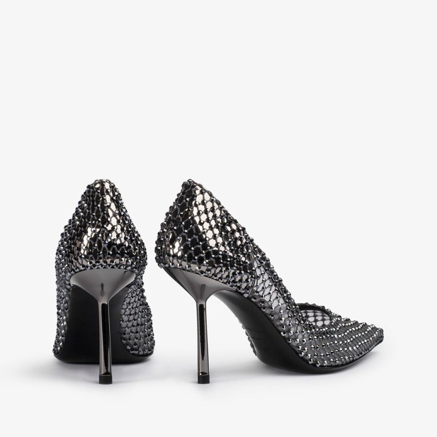 GILDA PUMP 80 mm-Pewter fishnet pump with Crystals - Image 3