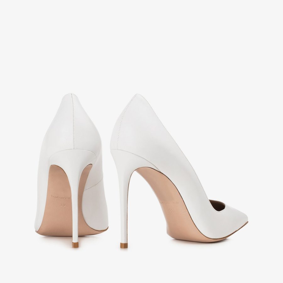 EVA PUMP 100 mm-White leather pump - Image 3